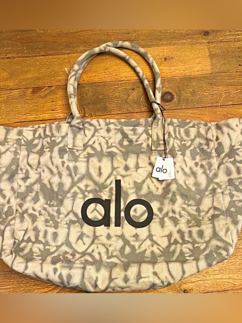ALO Yoga Neutral Tie-Dye Canvas Tote Bag